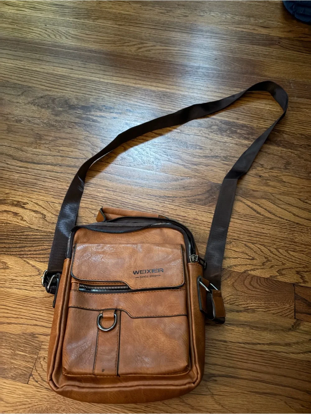 *WEIXIER Men's  Leather Messenger Crossbody Bag